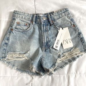 zara denim shorts high rise